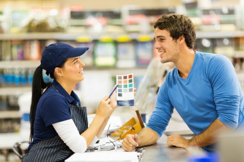 Shop Assistant talking to customer